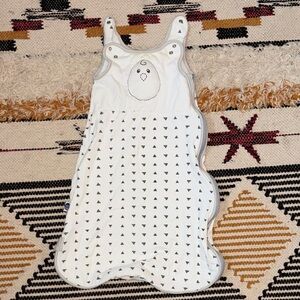 Nested Bean White Sleep Sack with Black Triangle Pattern